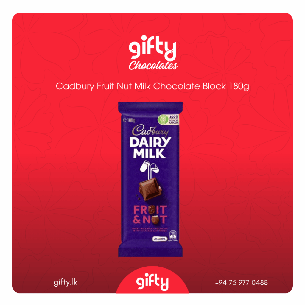 Buy Cadbury Fruit Nut Milk Chocolate Block 180g Gifty.lk Sri Lanka